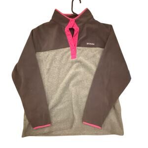 Columbia 2X Pullover Fleece gray and pink NWT Warm Winter